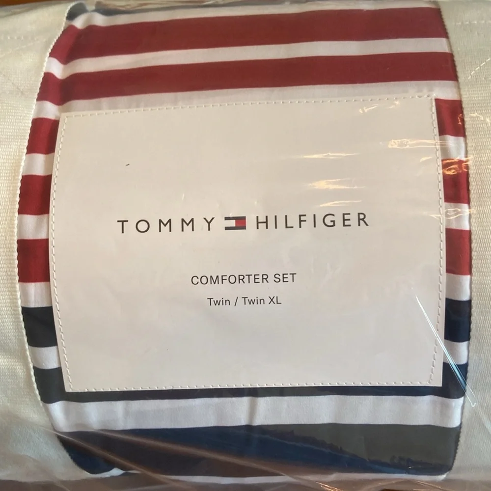 Tommy Hilfiger Red & Navy Striped Comforter Set